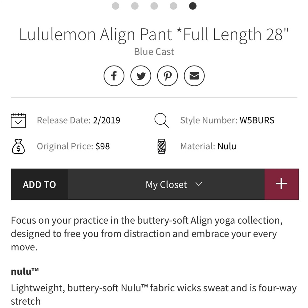 EUC Lululemon Align HR 28” Blue Leggings Size 4 - Picture 6 of 10